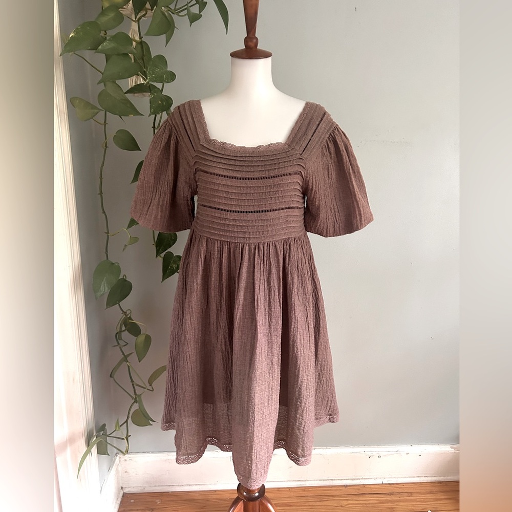 Artka Brown Cottagecore Dress